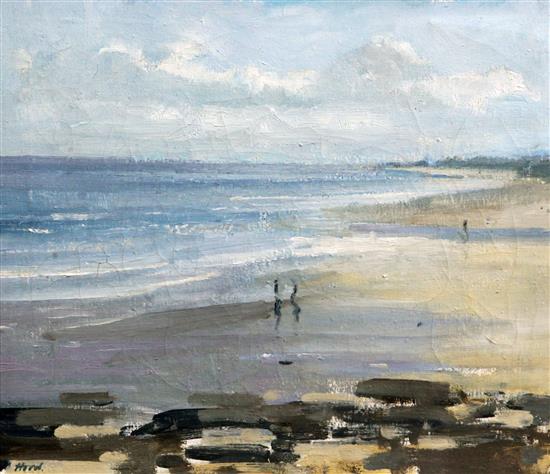 Hood (20thC) Beach at low tide, 13 x 15in.